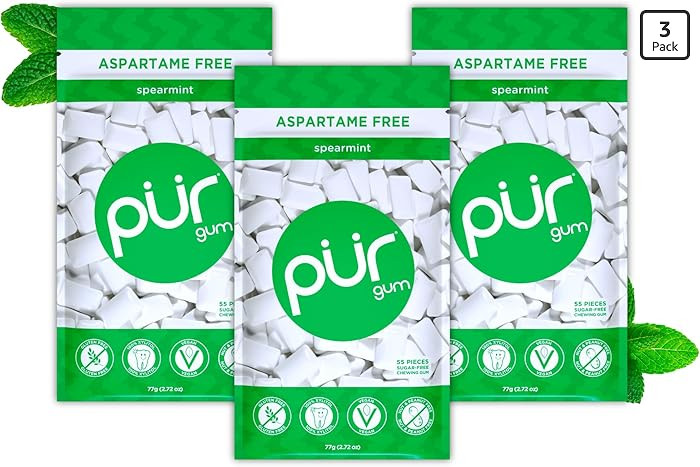 PUR Gum | Aspartame Free Chewing Gum | 100% Xylitol | Natural Spearmint Flavored Gum, 55 Pieces (... | Amazon (US)