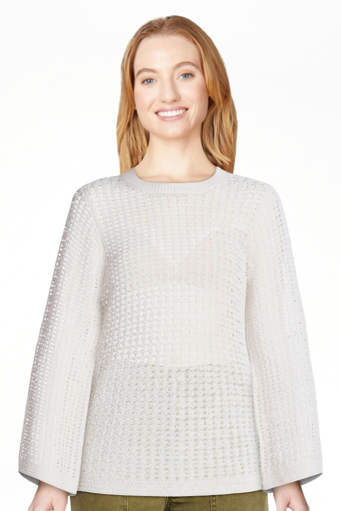 Time and Tru Women’s Textured Cotton Sweater with Long Sleeves, Lightweight, Sizes XS-XXXL | Walmart (US)