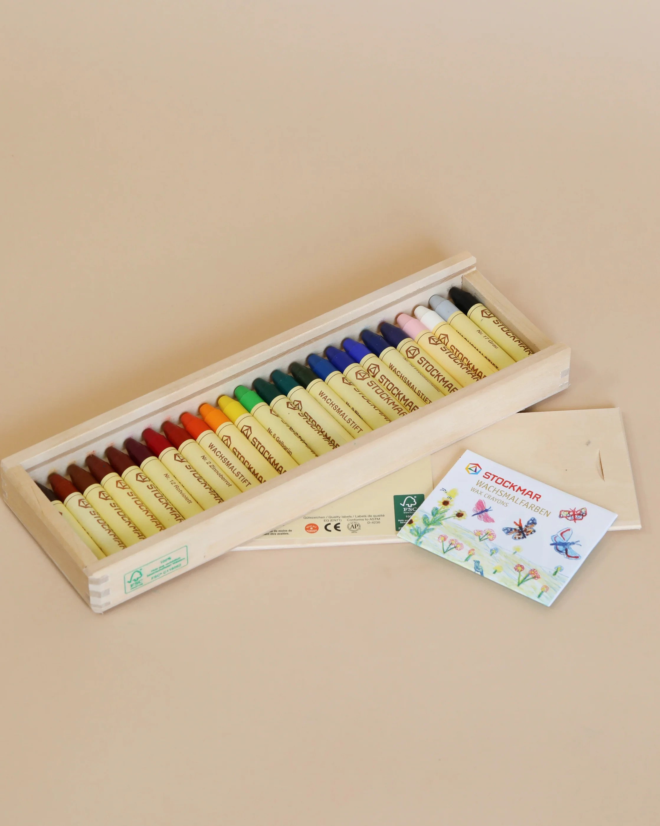 Stockmar Wax Stick Crayons Wooden Box - 24 Assorted | Odin Parker