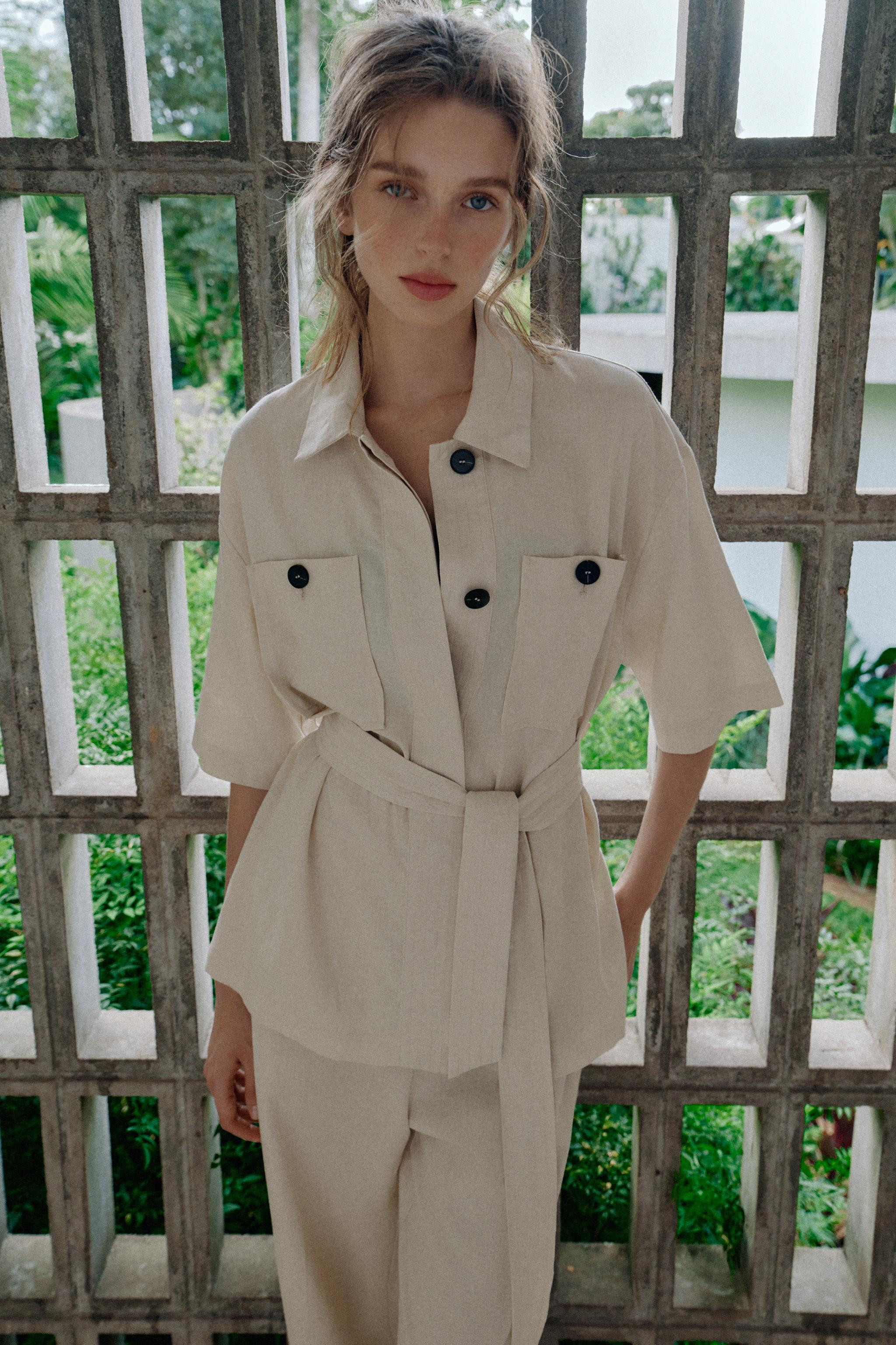 BELTED LINEN SAFARI JACKET | Zara US