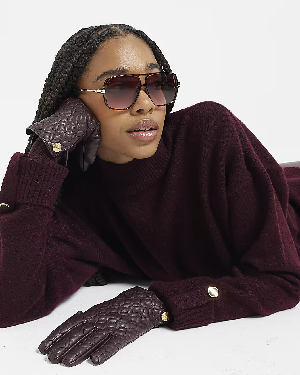 Red Faux Leather Quilted Gloves | River Island UK & IE