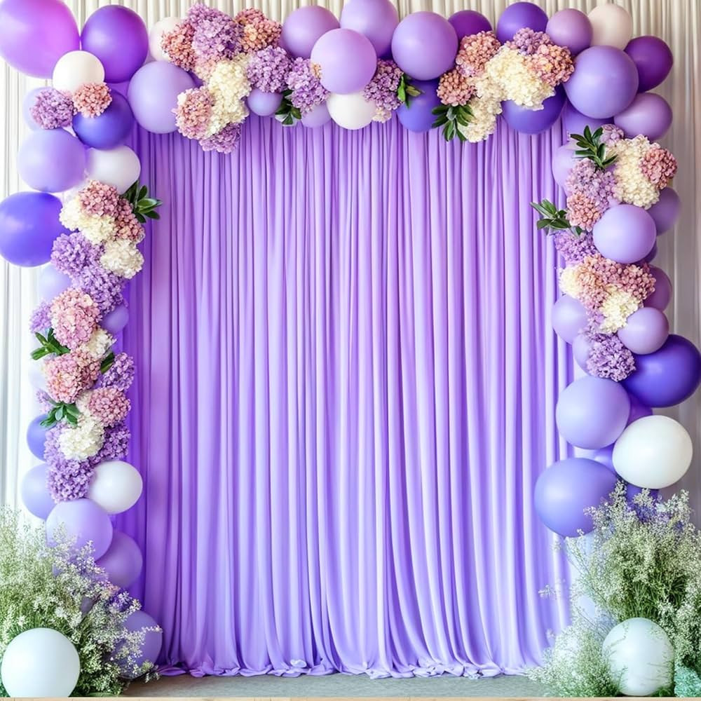 10ftx10ft Wrinkle Free Lavender Backdrop Curtain for Parties, Polyester Photo Backdrop Drapes Pur... | Amazon (US)