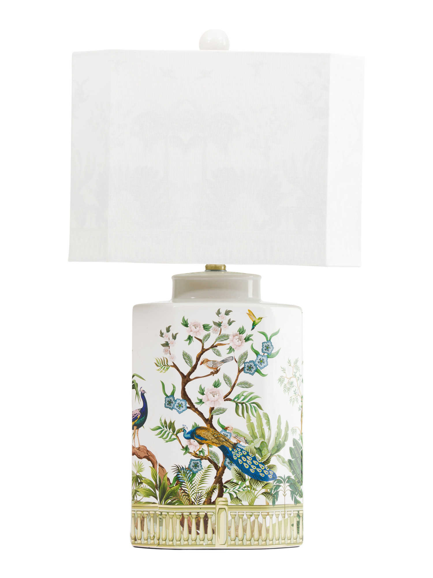 25in Floral Peacock Ceramic Lamp With Interior Printed Shade | TJ Maxx