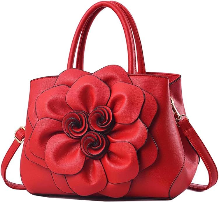 Cayla 3D Floral Handbags Purses for Women Top Handle Handbag PU Leather Satchel Shoulder Crossbod... | Amazon (US)
