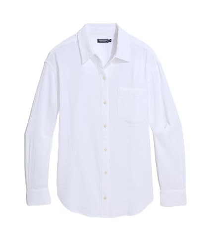 vineyard vines Women's Birdie Gauze Button-Down, White Cap, L | Amazon (US)
