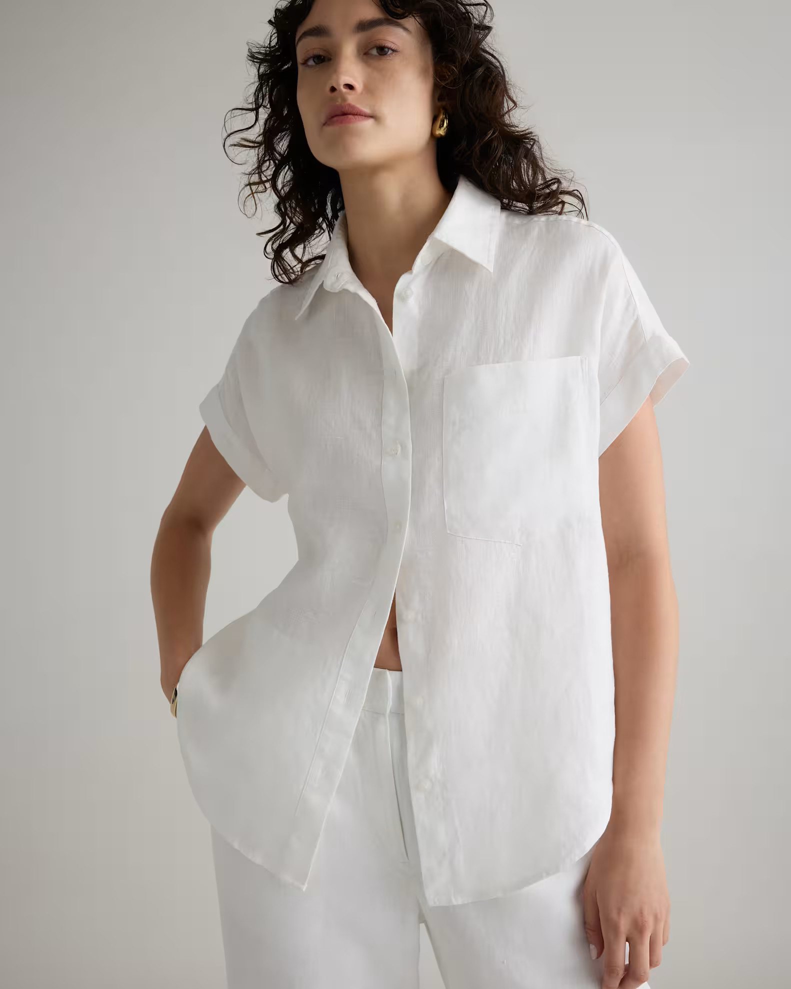 100% European Linen Camp Shirt in White | Quince