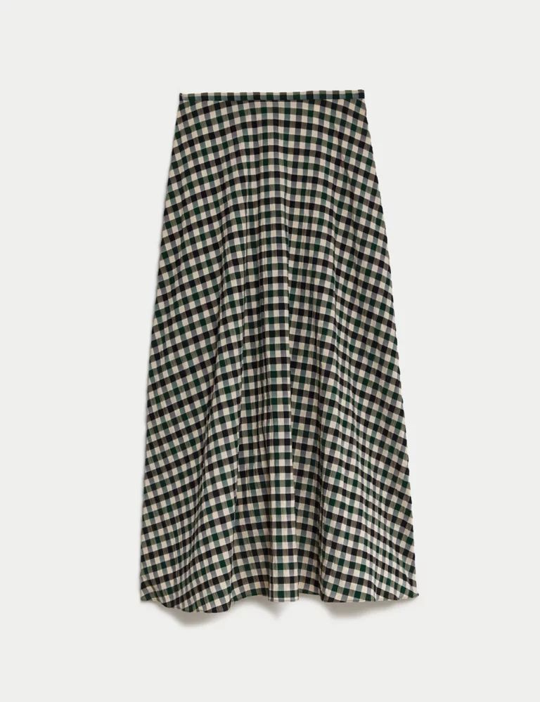 Cotton Blend Checked Maxi Column Skirt | Marks & Spencer (UK)