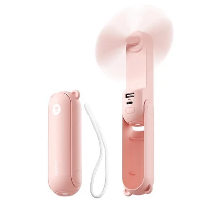 JISULIFE Portable Mini Fan, Rechargeable Handheld Fan, 19Hrs Runtime stadium fan with Flashlight & Power Bank, 3 IN 1 Foldable Pocket Fan for Travel, Office, Gift for Women -Pink | Walmart (US)