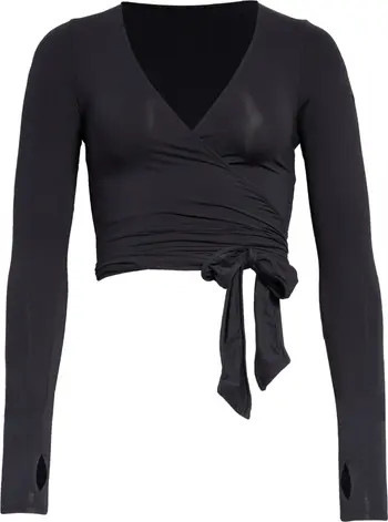 Alo Escalate Long Sleeve Wrap Crop Top | Nordstrom | Nordstrom