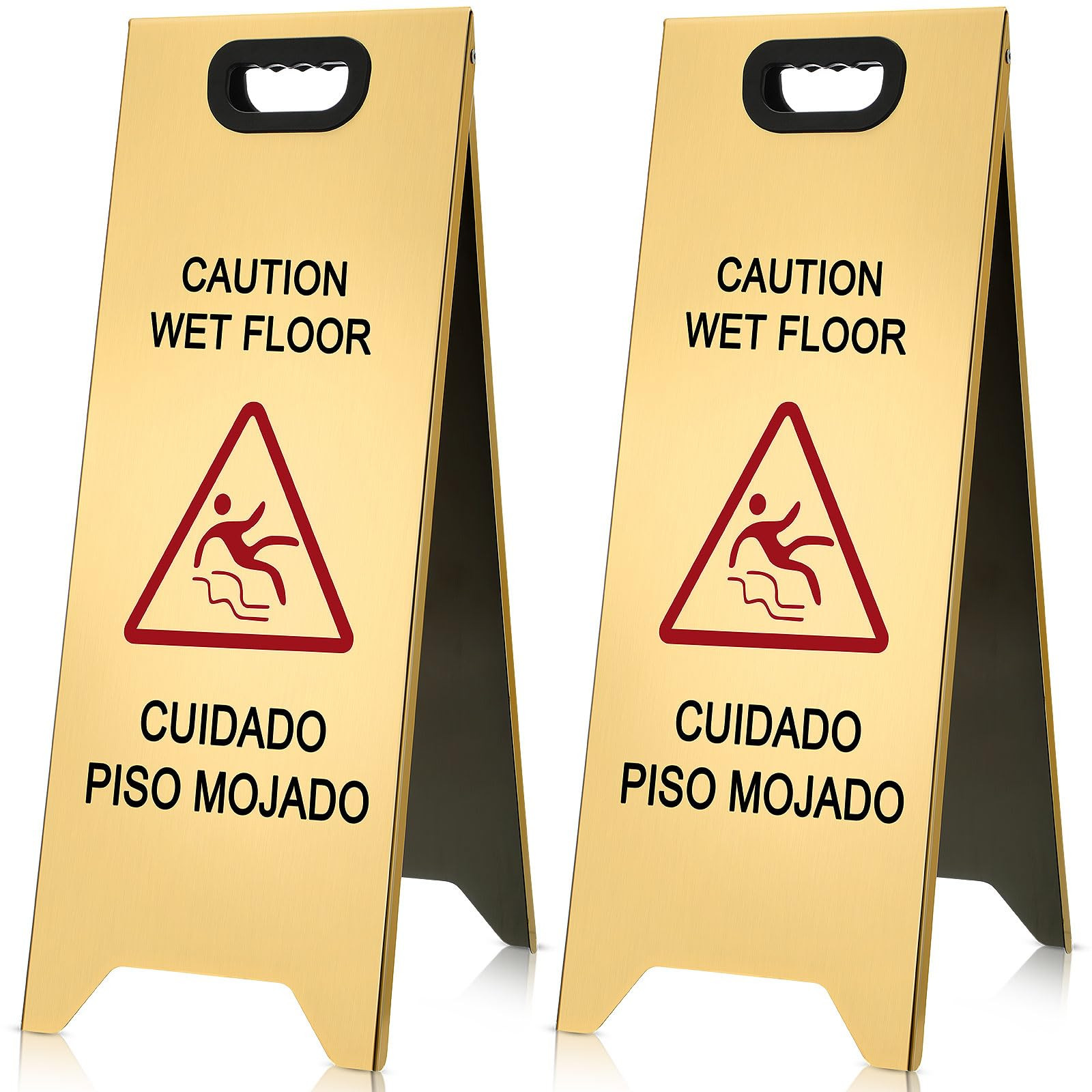 2 Pcs 24 Inch Stainless Steel Wet Floor Sign, Heavy Duty Caution Wet Floor Sign Double Sided Port... | Amazon (US)