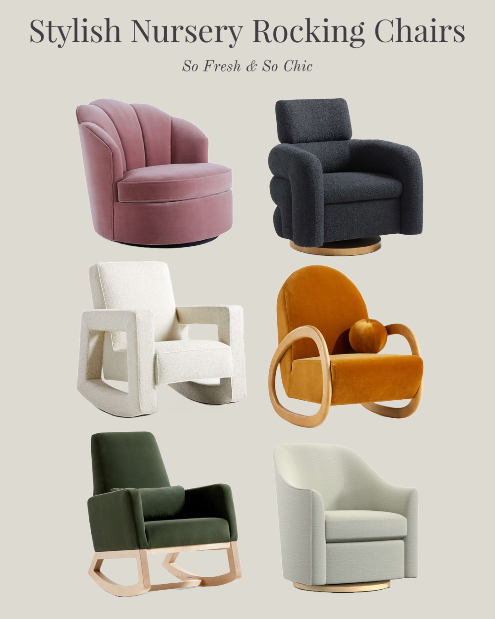 SALE! Stylish and colorful nursery rocking chairs.
-
Velvet rocker - pink seashell curved back rocking chair - modern rocking chair - nursery furniture sale - marigold velvet nursery rocker - dark green minimalist rocking chair - boucle rocking chair - Crate and Kids - Crate and Barrel 

#LTKhome #LTKbaby #LTKsalealert