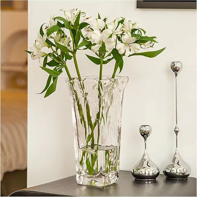 Clear Glass Flower Vase Wide Mouth for Home Wedding Heavy Centerpieces Decorative (Clear) | Amazon (US)