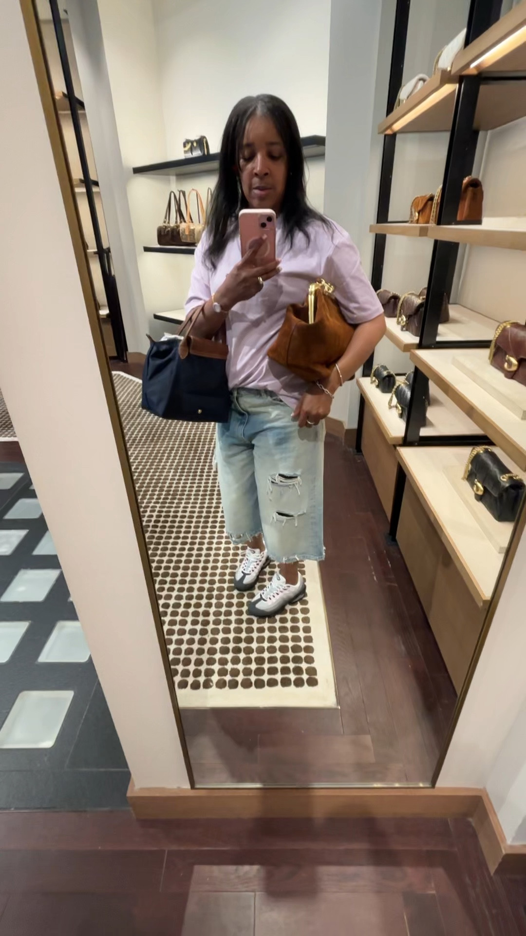 Coach frame bag jorts denim shorts nike air max 95 Longchamp tote bag graphic tshirt #coach #denim #casual #style #fashion #shopping #nyc 

#LTKdayinmylife #LTKOver40 #LTKootd