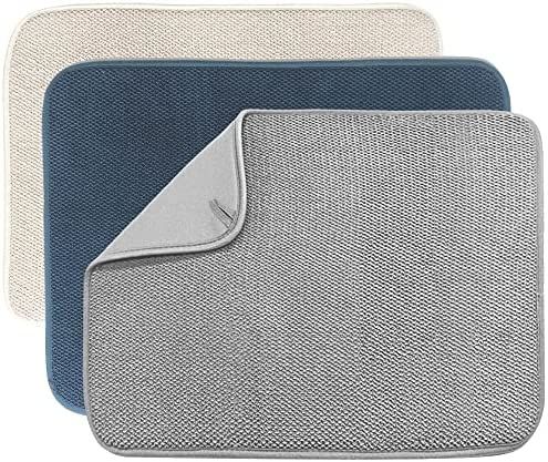 3 Pack Dish Drying Mat,Absorbent Microfiber Dishes Drainer Mats for Kitchen Counter Large Size 19... | Amazon (US)