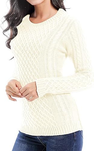 v28 Women Crew Neck Korea Knit Stretchable Elasticity Long Sleeve Sweater Jumper | Amazon (US)