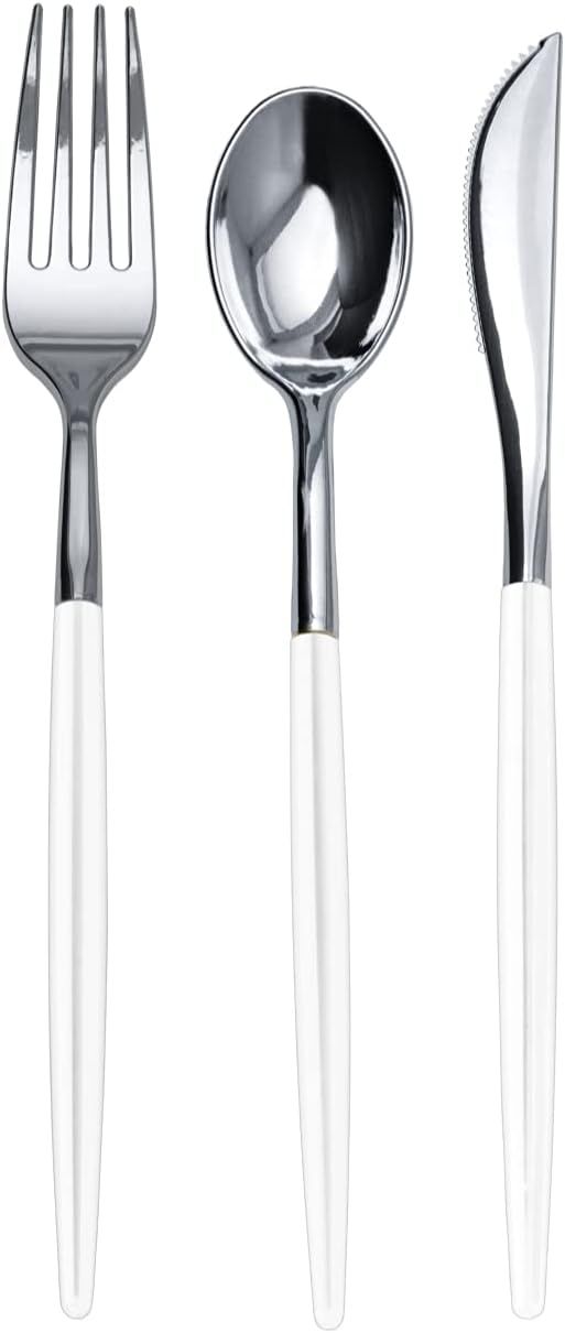 Trendables 120 Pack Disposable Silverware Set - Plastic Cutlery Dinnerware - Includes 40 Plastic ... | Amazon (US)