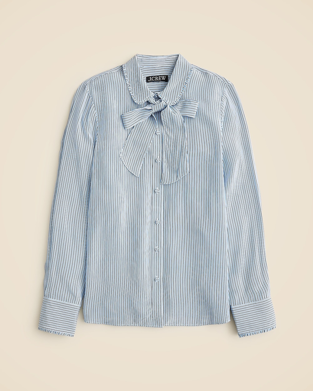 Removable tie-neck button-up shirt in striped crepe de chine | J. Crew US