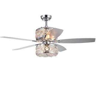 Velko 52 in. Chrome Indoor Remote Controlled Ceiling Fan with Light Kit | The Home Depot