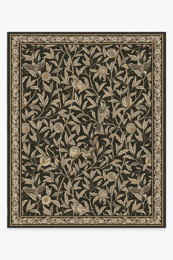 Morris & Co. Bird & Pomegranate Soft Black Rug | Ruggable
