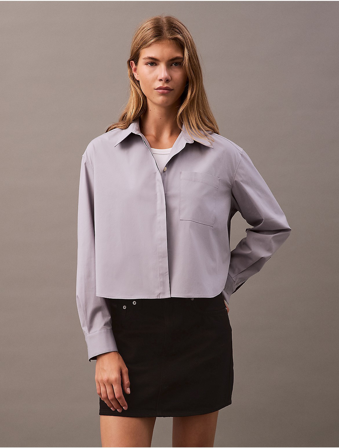 Calvin Klein Women's Cotton Poplin Boxy Button-Down Shirt - Purple - XL | Calvin Klein (US)