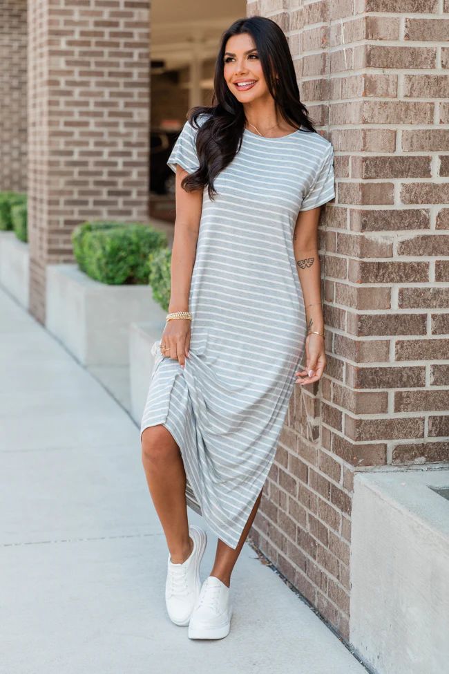 Consistently Confident Striped T-Shirt Midi Dress SALE | Pink Lily