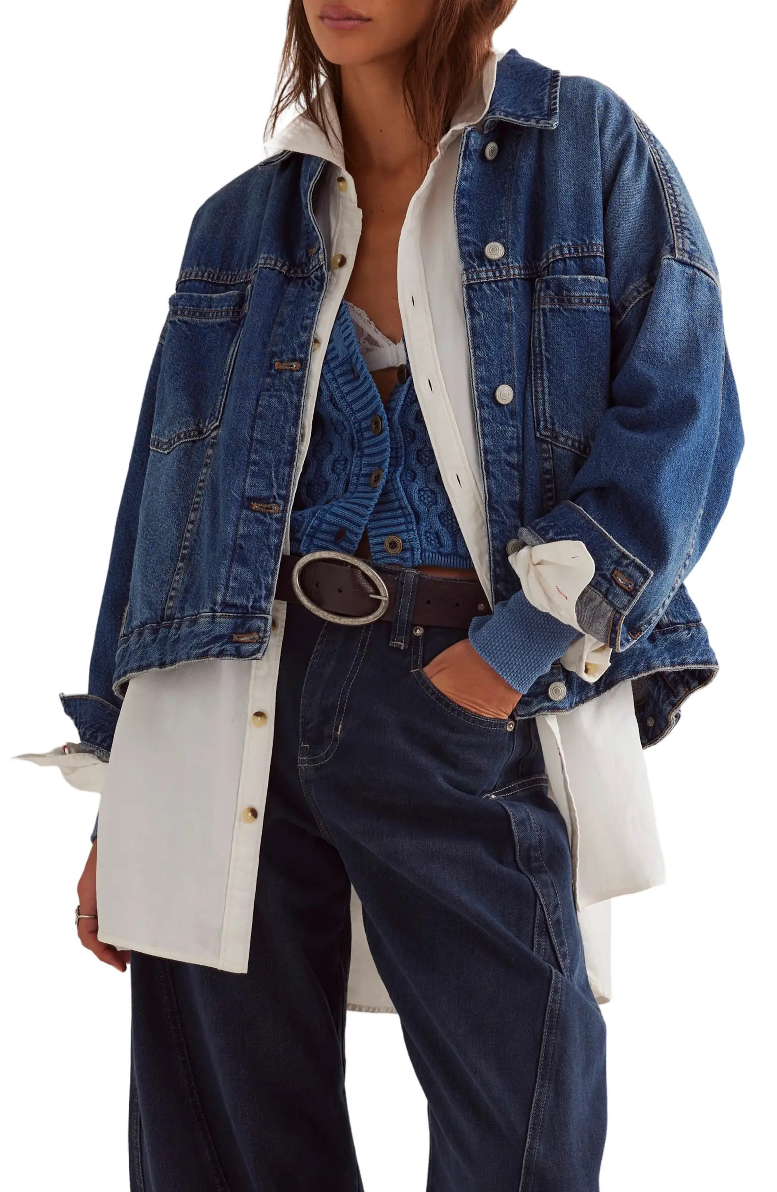 We The Free Opal Swing Denim Trucker Jacket | Nordstrom