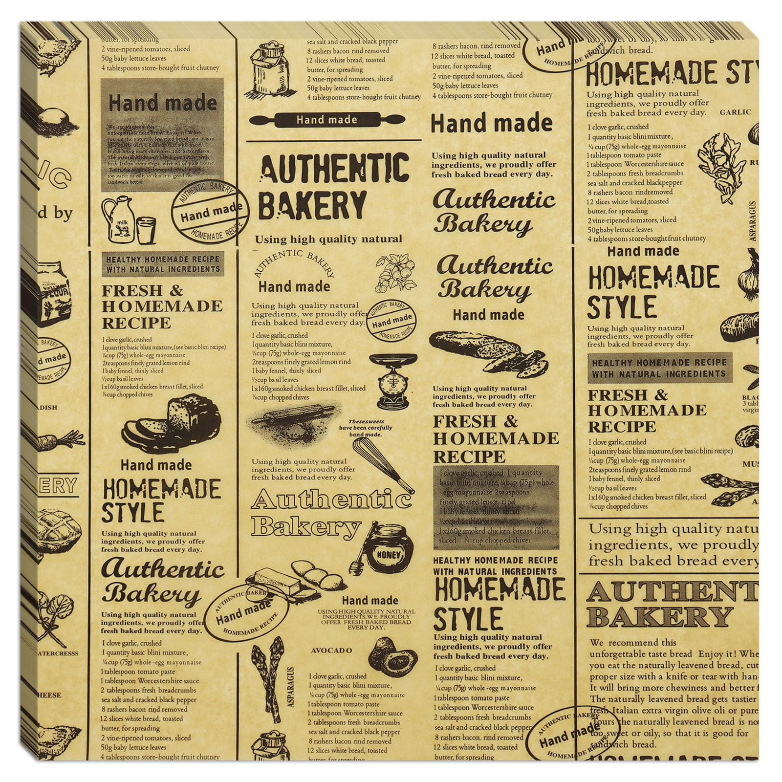 10" x 10" - 200 Pk - Brown Food Word Text Grease-Resistant Wrap Paper, Basket Liners Deli Paper, ... | Amazon (US)