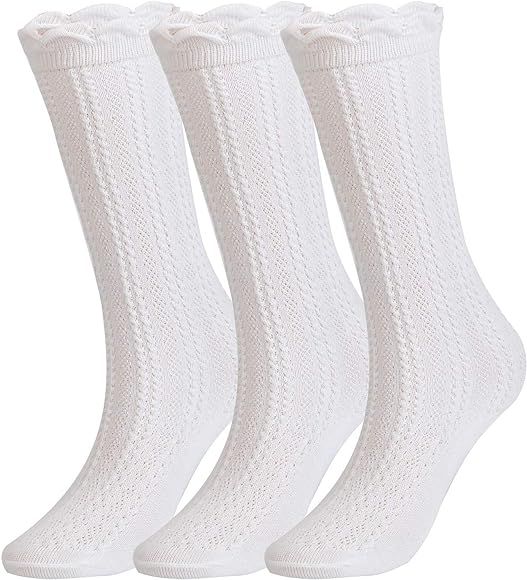 EPEIUS Baby Girls Knee High Socks Cotton Uniform Socks Tube Ruffled Stockings Newborn Infant Todd... | Amazon (US)
