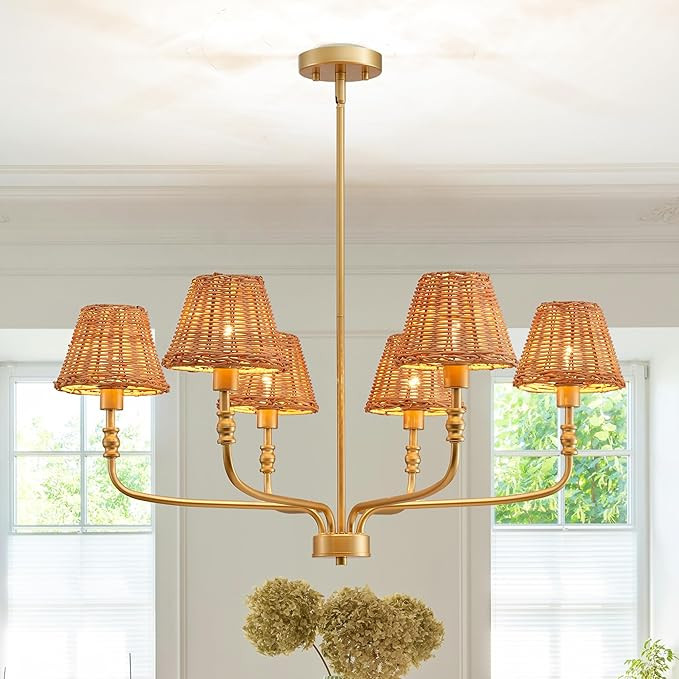 Saint Mossi Rattan Chandelier for Dinning Room, Modern Boho Pendant Lighting Fixture for Living R... | Amazon (US)