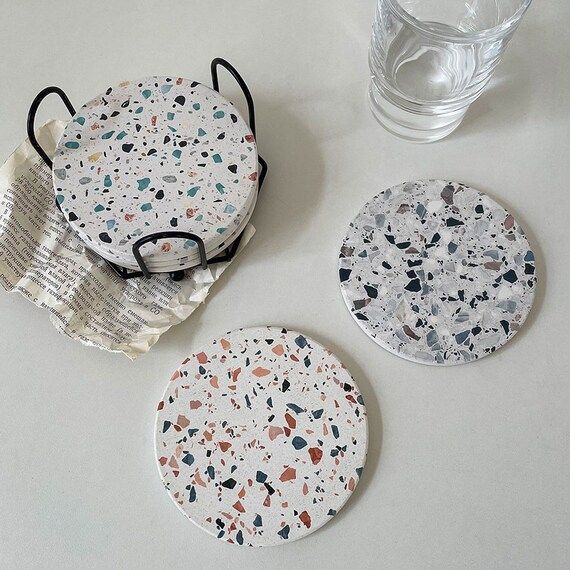 Handcrafted Terrazzo Texture Coasters Set | Sustainable Gift Coasters | Etsy (CAD)