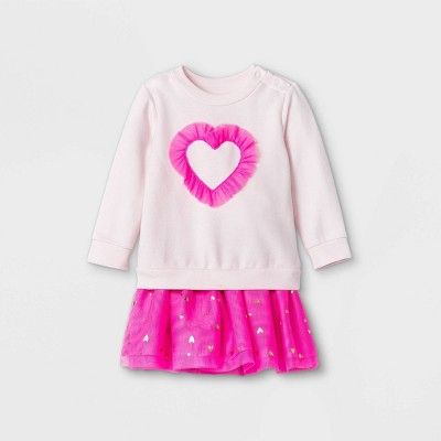 Baby Girls' Valentine's Tutu Top & Bottom Set - Cat & Jack™ Pink | Target
