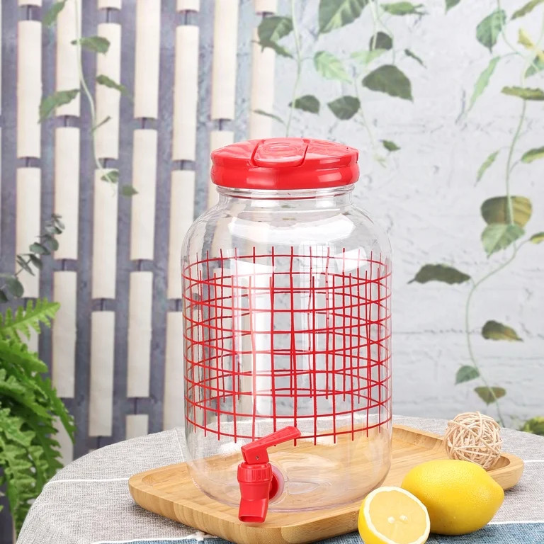 Mainstays 1.2-Gallon Acrylic Grid Beverage Dispenser, Red | Walmart (US)