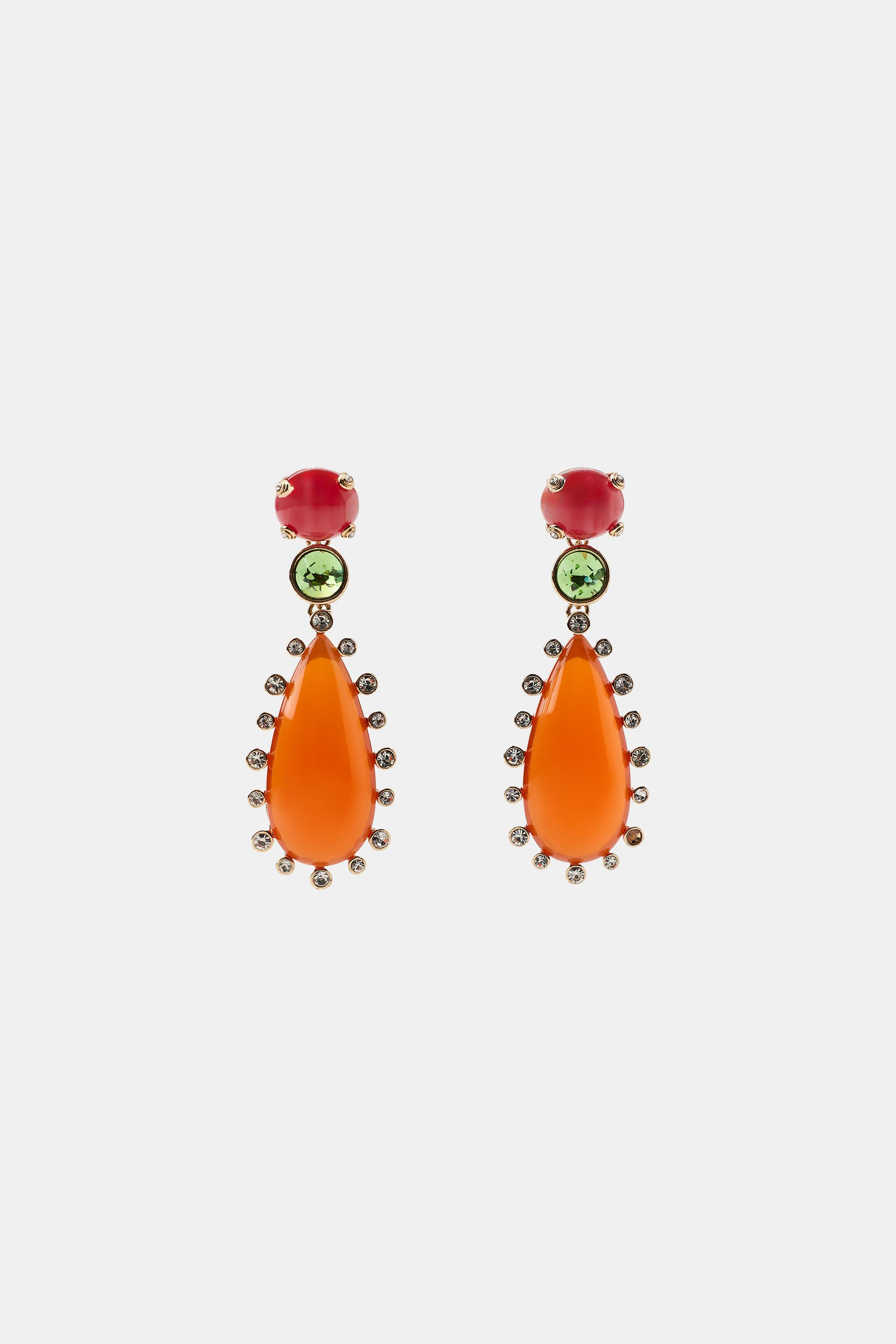 RHINESTONE TEARDROP EARRINGS | Zara US