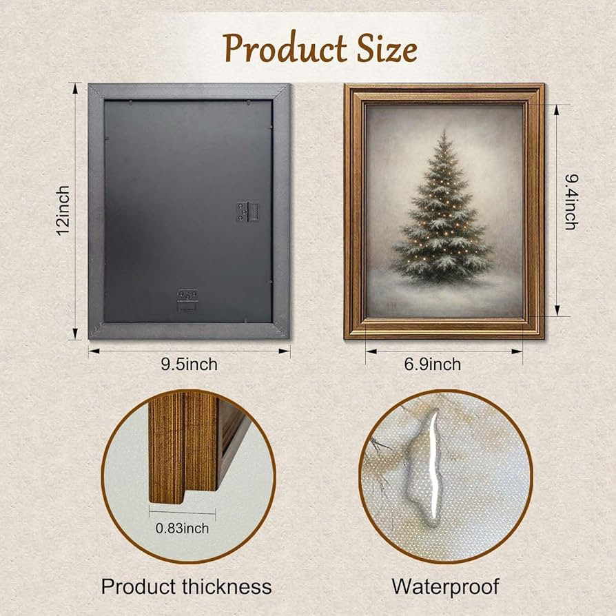 Gold Framed Vintage Christmas Tree Canvas Wall Art Farmhouse Rustic Pine Tree Winter Print Botani... | Amazon (US)
