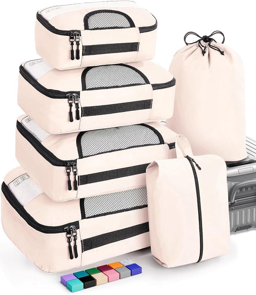 6 Set Packing Cubes for Suitcases, Travel Organizer Bags for Carry on Luggage, Veken Suitcase Org... | Amazon (US)