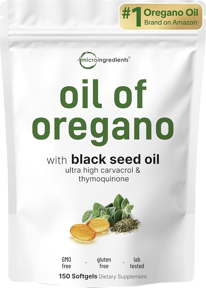 Micro Ingredients Oil of Oregano Softgels, 150 Count | 2 in 1 Formulated with Black Seed Oil | 4X... | Amazon (US)