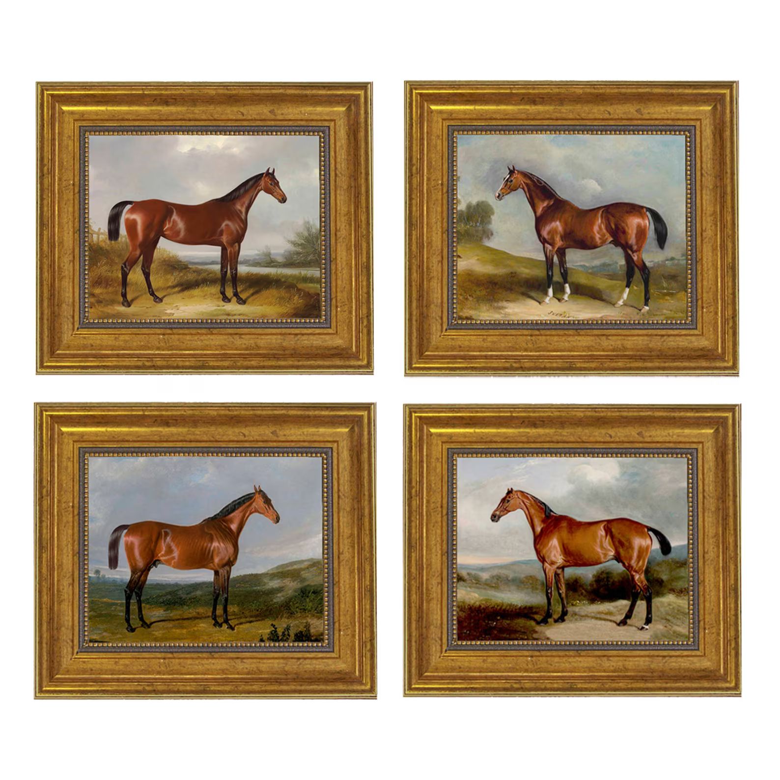 Horse Gallery Wall Art Framed Oil Painting Prints on Canvas Set of 4 Framed Prints - Etsy | Etsy (US)
