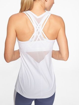 Athleta Womens Mesh Chi Tank Bright White Size L | Athleta