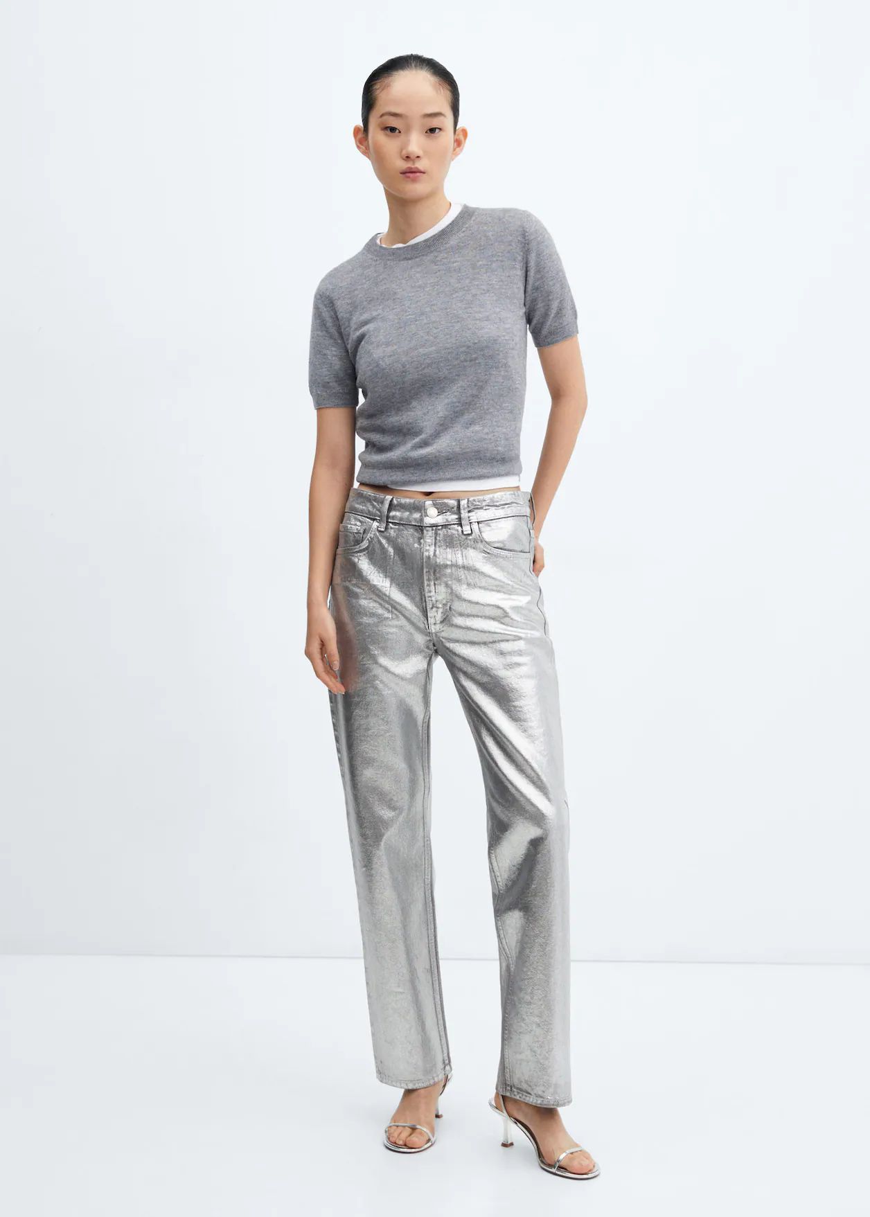 Straight foil jeansREF. 57058276-SHIMMER-LM | MANGO (US)