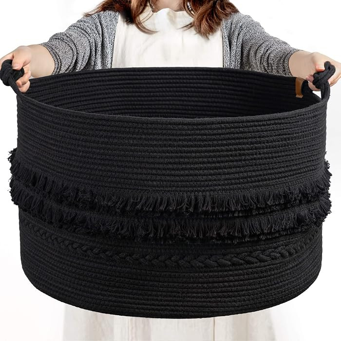 22"x22"x14" Large Blanket Basket, Home D\u00e9cor for Living Room Bedroom, Boho Decorative Laundr... | Amazon (US)