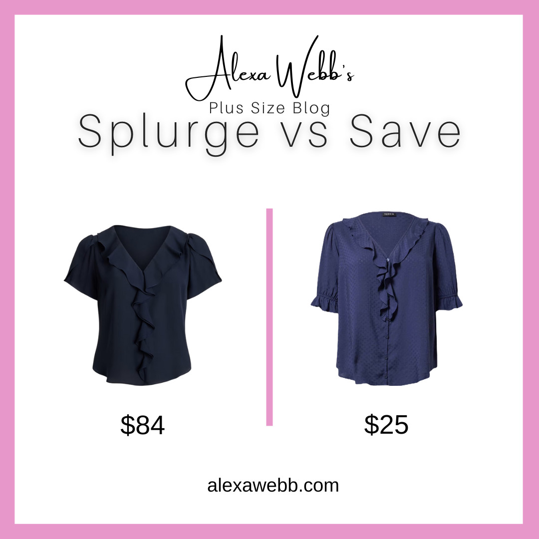  
Splurge vs Save!  A beautiful plus size navy short-sleeve blouse with ruffle detail. Great for work this spring. Will you splurge or save?  Torrid runs large, you may want to size down. Please check the size chart  Alexa Webb #plussize #alexawebb
 

#LTKPlusSize #LTKWorkwear #LTKMidsize