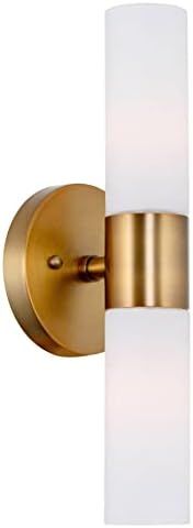 Kira Home Duo 14" Modern Wall Sconce with Frosted Glass Shades, for Bathroom/Vanity, Warm Brass F... | Amazon (US)