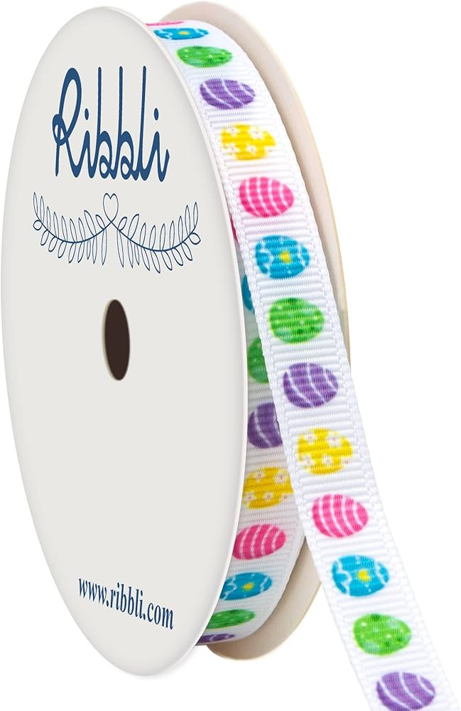 Ribbli Easter Ribbon,Colorful Easter Eggs Grosgrain Ribbon Use for Hair Bows,Wreath,Gift Wrapping... | Amazon (US)