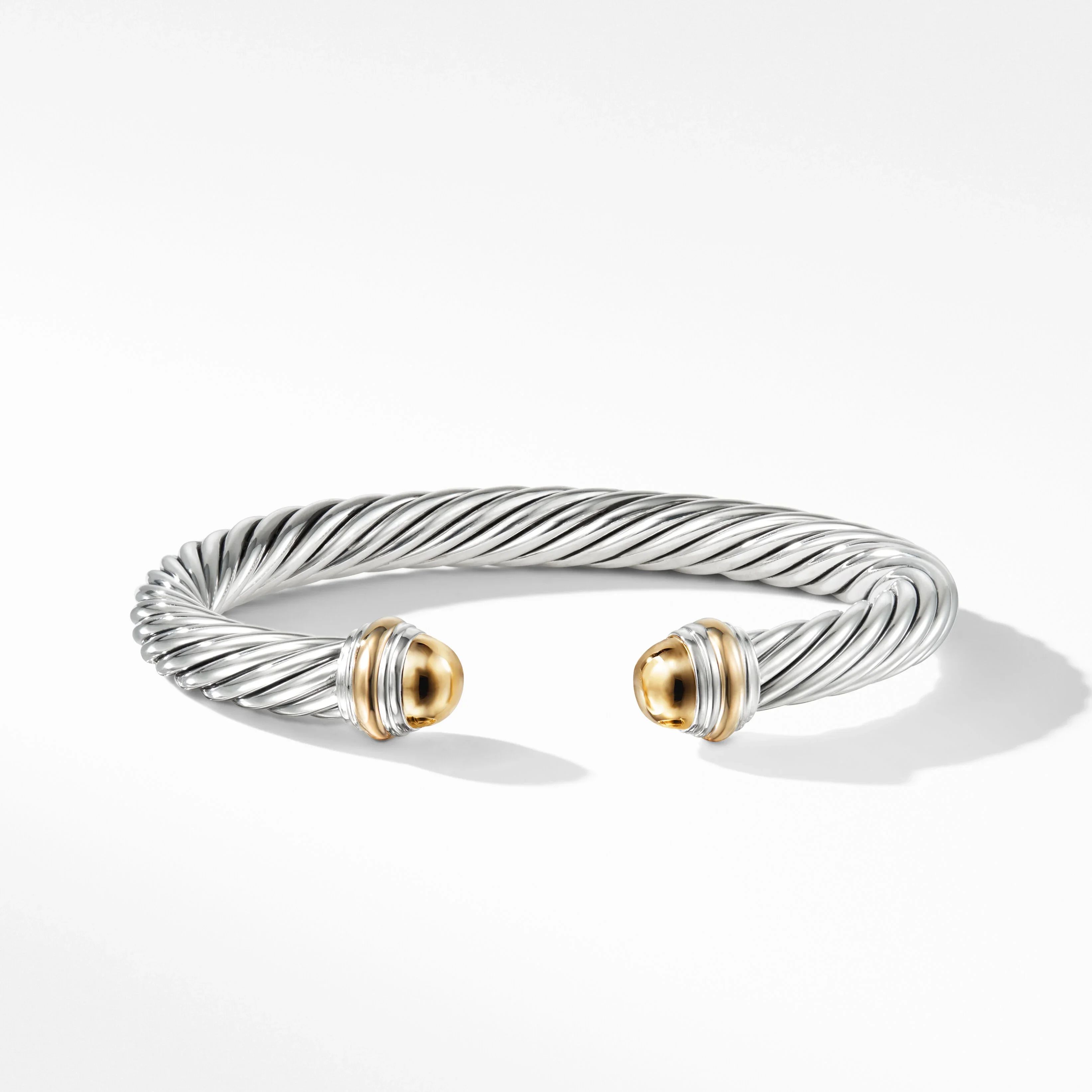 Cable Classics Bracelet in Sterling Silver with 14K Yellow Gold Domes | David Yurman