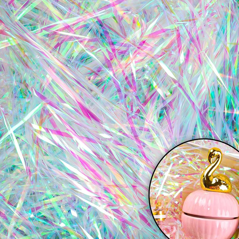 Ottwlli 150 Grams Iridescent Crinkle Cut Paper Shred Filler, Sparkly Film PP Hamper Shreds for Gi... | Amazon (US)