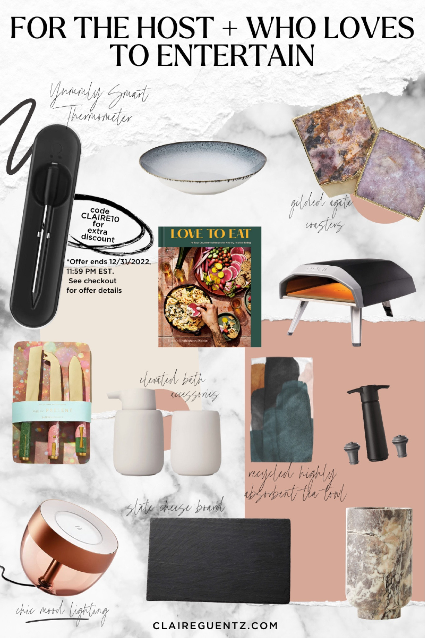 Gift Guide, hosting gifts, gifts for her, home gifts. Code CLAIRE10 for additional discount on Yummly wireless meat thermometer  Recycled tea towel here https://www.geometry.house/collections/tea-towels-1/products/founded-kitchen-tea-towel 

#LTKunder100 #LTKsalealert #LTKGiftGuide