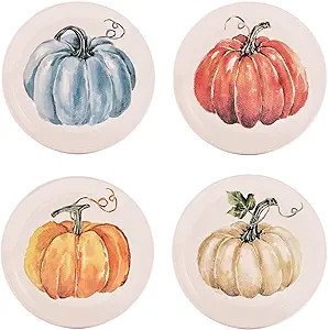 Bico Pumpkin Feast Ceramic Salad Plates, 8.75 inch, Set of 4, for Salad, Appetizer, Microwave & D... | Amazon (US)
