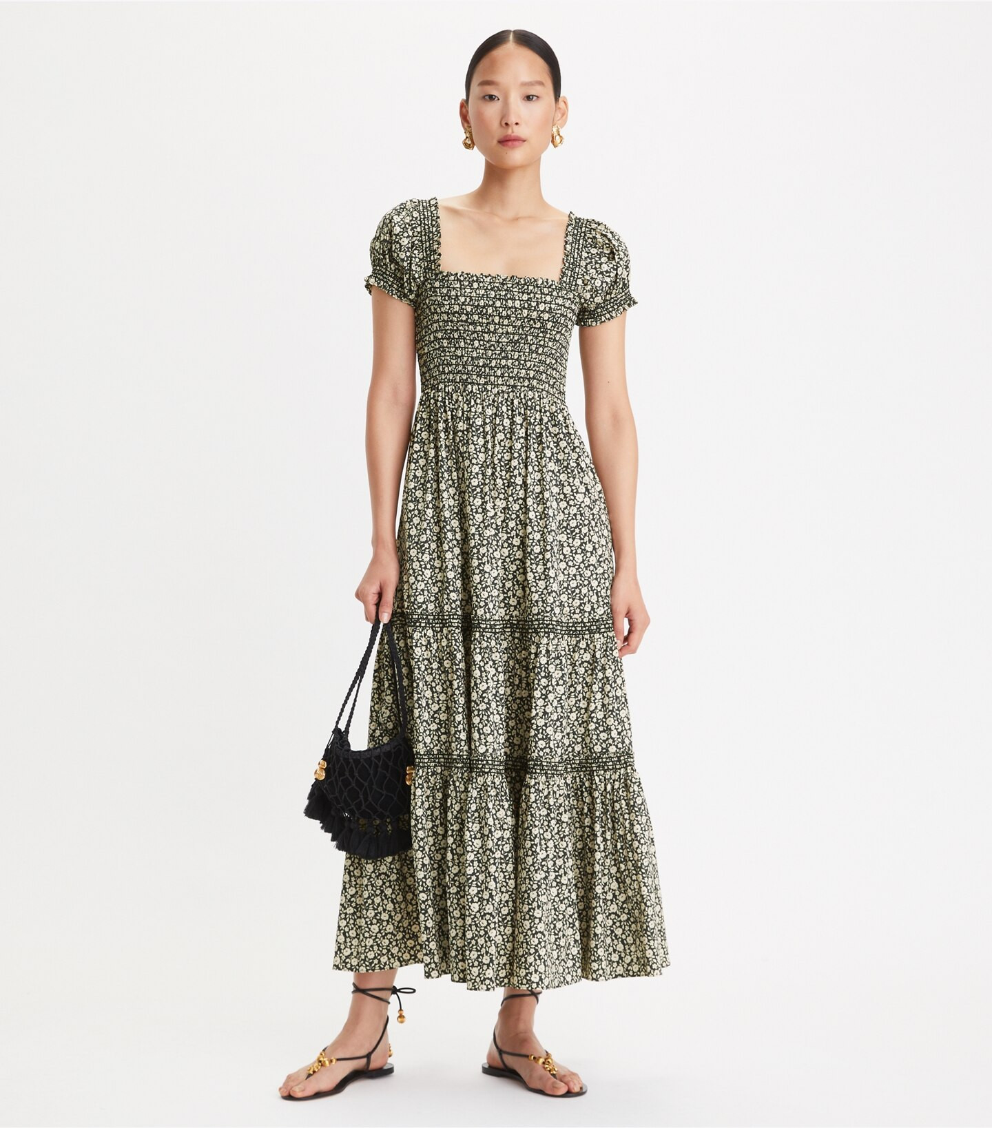 SMOCKED MIDI DRESS | Tory Burch (US)