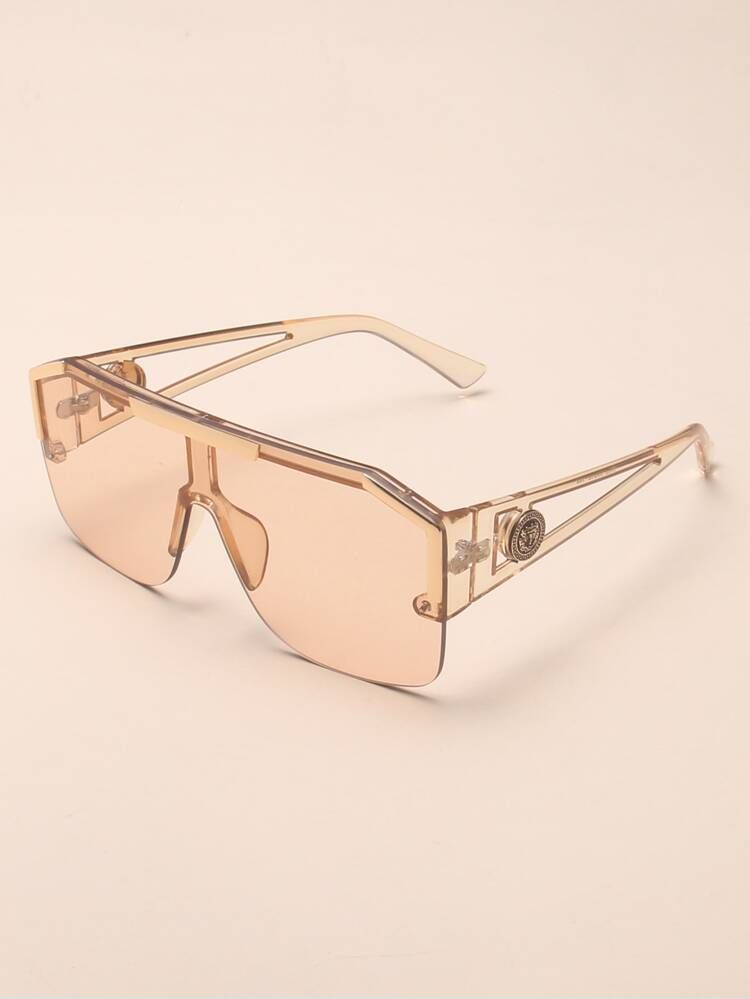 Rimless Flat Top Shield Sunglasses | SHEIN