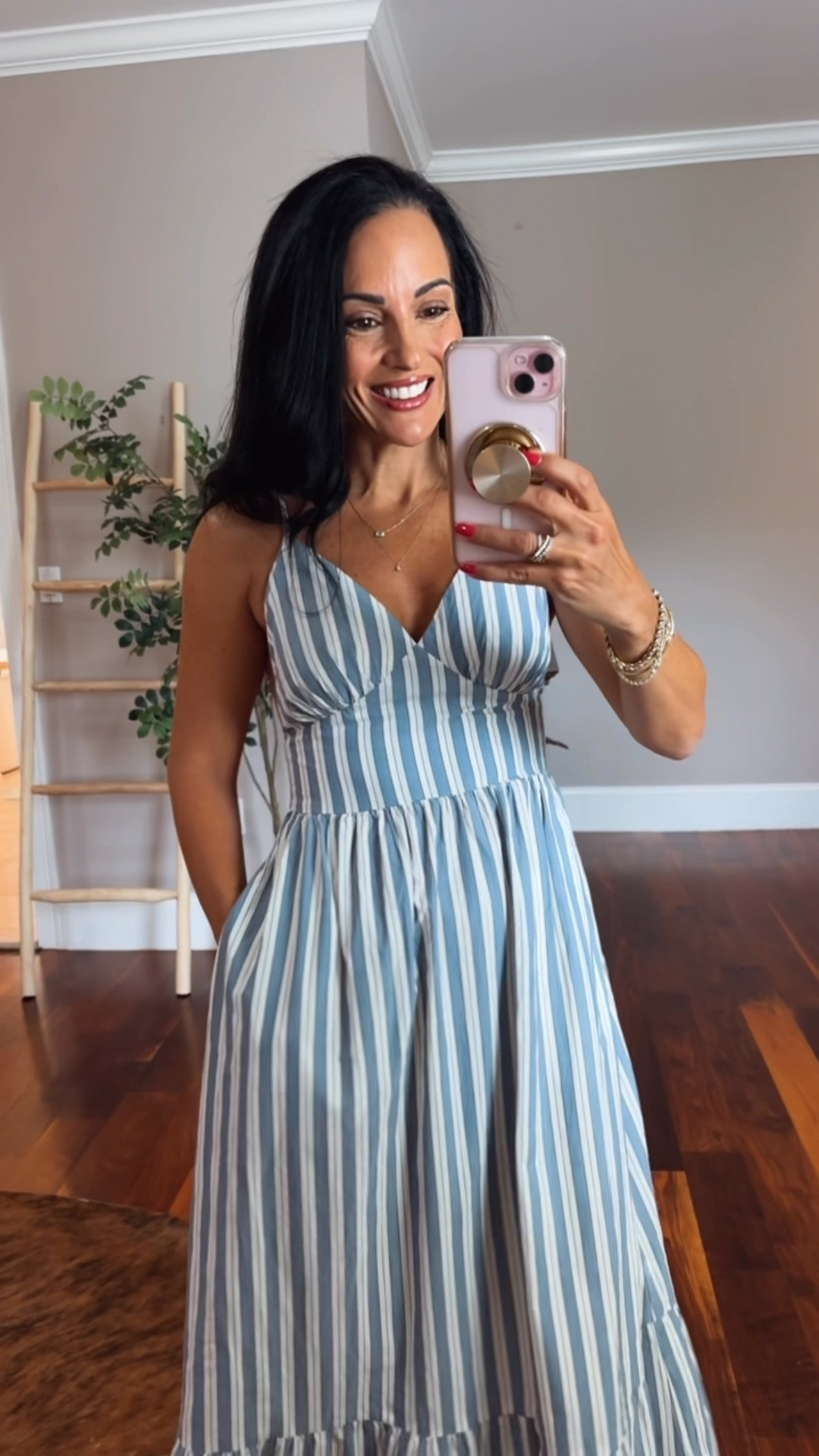 Pullover striped a line dress 
On sale for $24.50!!
Spend $35 for free shipping!!! 
Has pockets and adjustable straps 

#LTKOver40 #LTKSeasonal #LTKSaleAlert